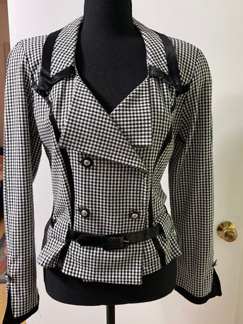 Capacity Unlimited Houndstooth Double-Breasted Blazer with Belt
